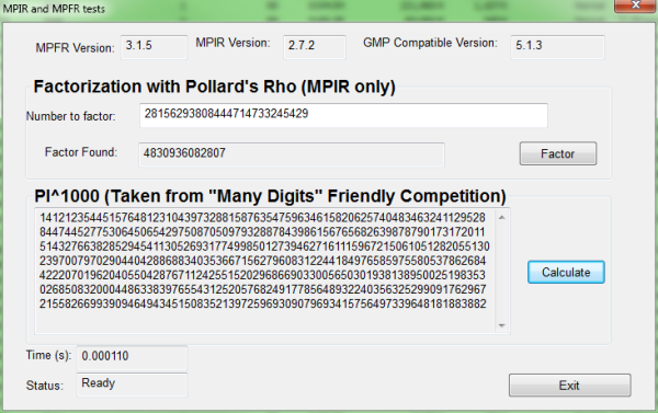 Using MPIR and MPFR under Windows